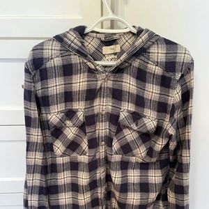 tna hooded plaid shirt
